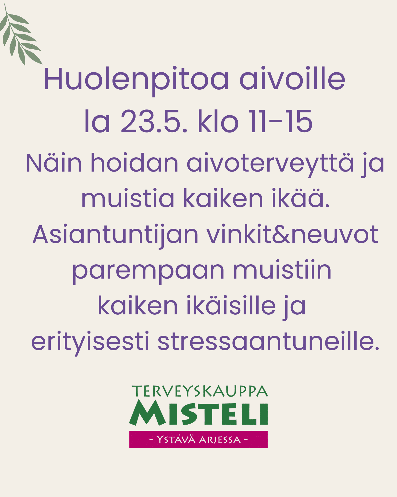muistia ja aivoterveyttä